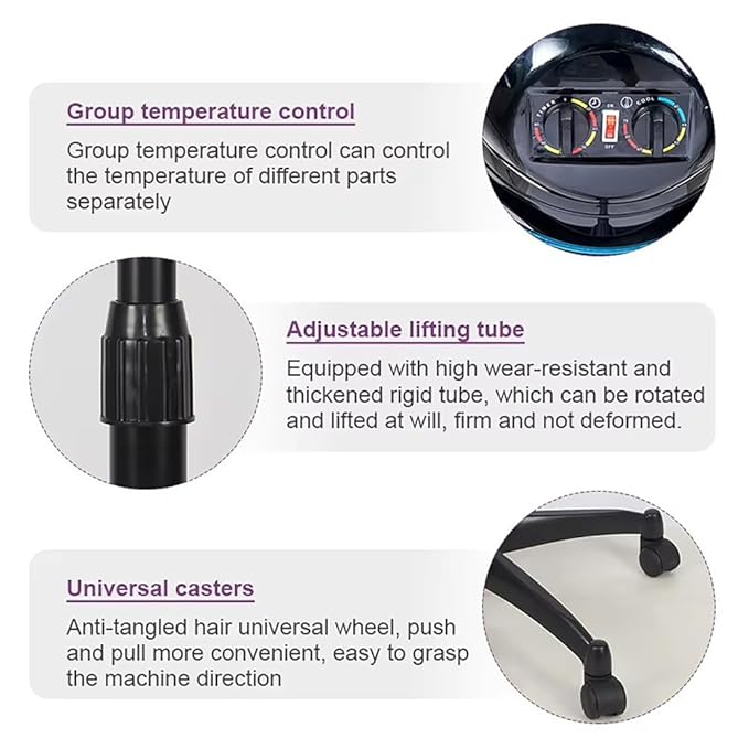 Black,A,Adjustable Hooded Floor Hair Bonnet Dryer, Machine Standing Steamer W/Wheels for Salon Home Sp Professional Hair Salon Equipment