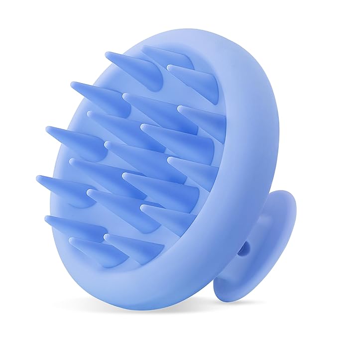 HEETA Scalp Massager Hair Growth, Scalp Scrubber with Soft Bristles, Integrated Silicone Design, Scalp Exfoliator for Dandruff Removal & Relax Scalp, Shampoo Brush Fit Wet Dry Hair Use, Blue