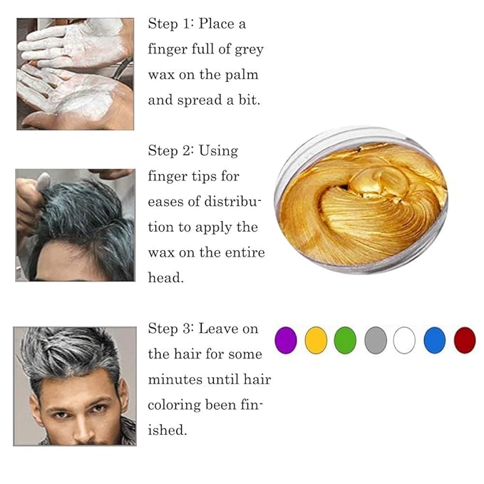 Gold Hair Color Wax, Instant Hairstyle Cream 4.23 oz, Temporary Natural Hair Wax for Party, Cosplay, Halloween, Daily use, Date, Clubbing (Gold)