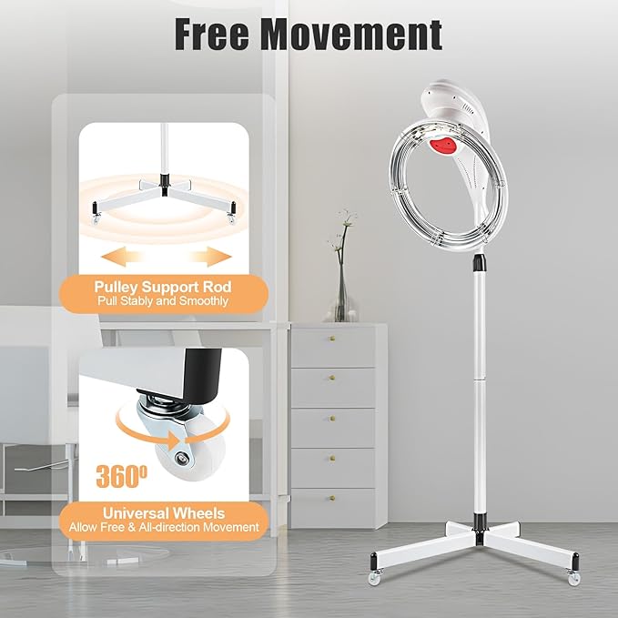 3-in-1 Orbital Rotating Hair Processor - 950W Infrared Hooded Dryer Steamer with with Adjustable Height and Wheels for Perm Styling, Hair Care Station for Salon Home Use
