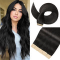 Tape in Hair Extensions Human Hair Natural Black 22 Inch 20Pcs Tape Ins for Women Straight Invisible Seamless Remy