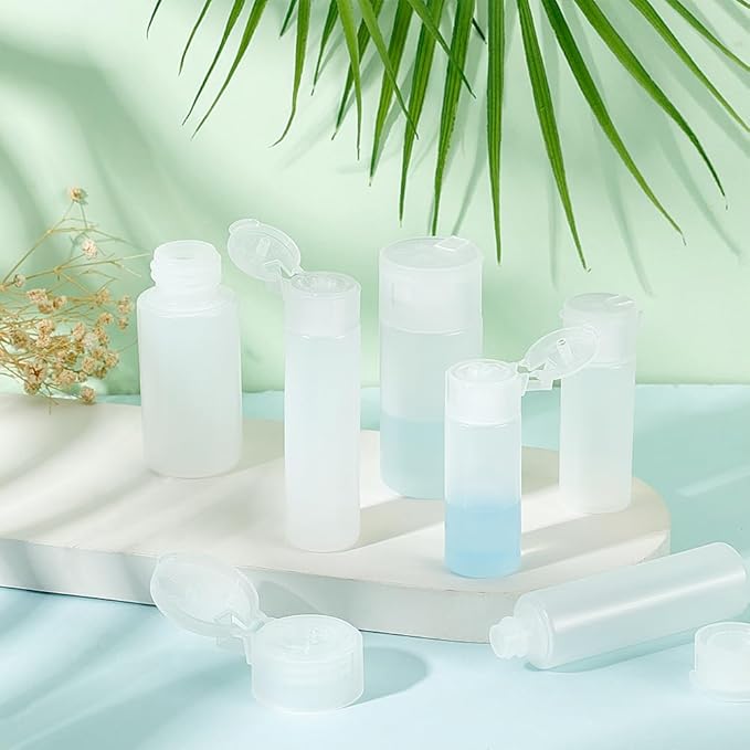 BENECREAT 10Pcs 12ml/18ml/30ml Travel Bottles Plastic Toiletry Bottles Flip Cap Squeeze Sample Bottle Containers for Makeup Lotion Emulsion Foundation Shampoo Packing