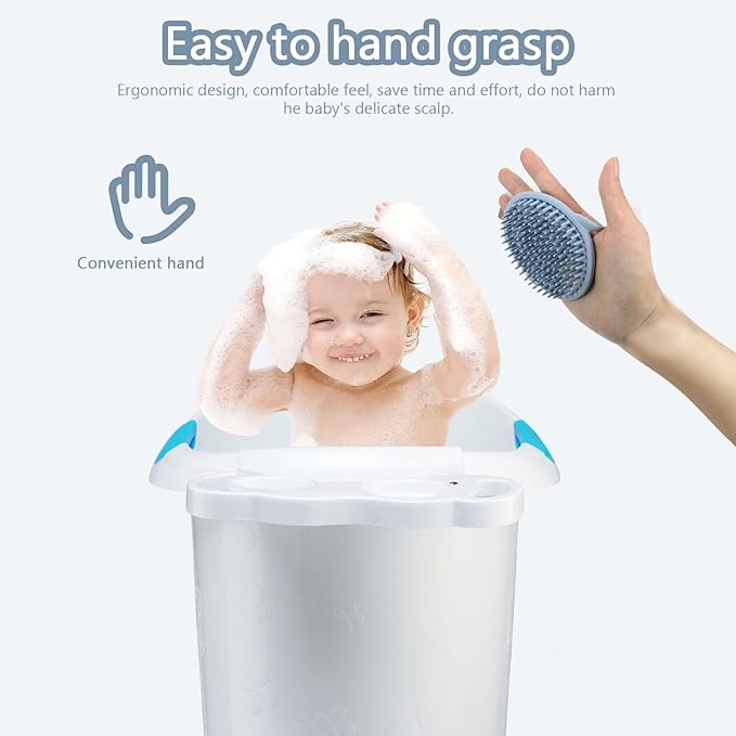 Silicone Massage Brush for Boy Girl and Ergonomic Handheld Shower Brush for Gentle Scalp Shampoo and Body Cleaning for Boys