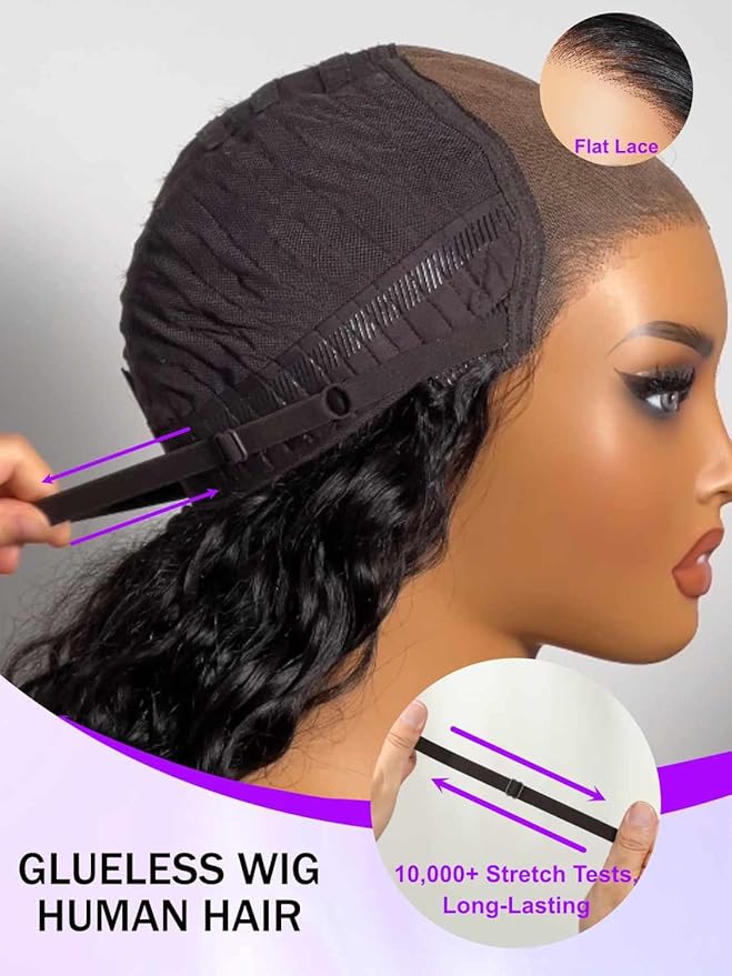 YIROO No Slip 7x5 Bye Bye Knots Yaki Straight Lace Front Glueless Drawstring Wig Human Hair with Deep Stretch Cap Fits All Head Sizes,Pre-Plucked Pre-Cut Wear and Go Wig for Women 150% Density 22Inch