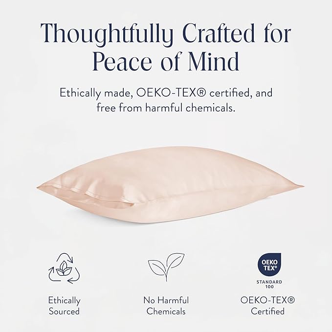 Brooklinen Mulberry Silk Pillowcase – 100% Pure Silk Pillow Case, Soft & Durable, Anti-Friction Comfort, Hight Quality Smooth Texture – Machine Washable & Breathable – King Size (Blush)