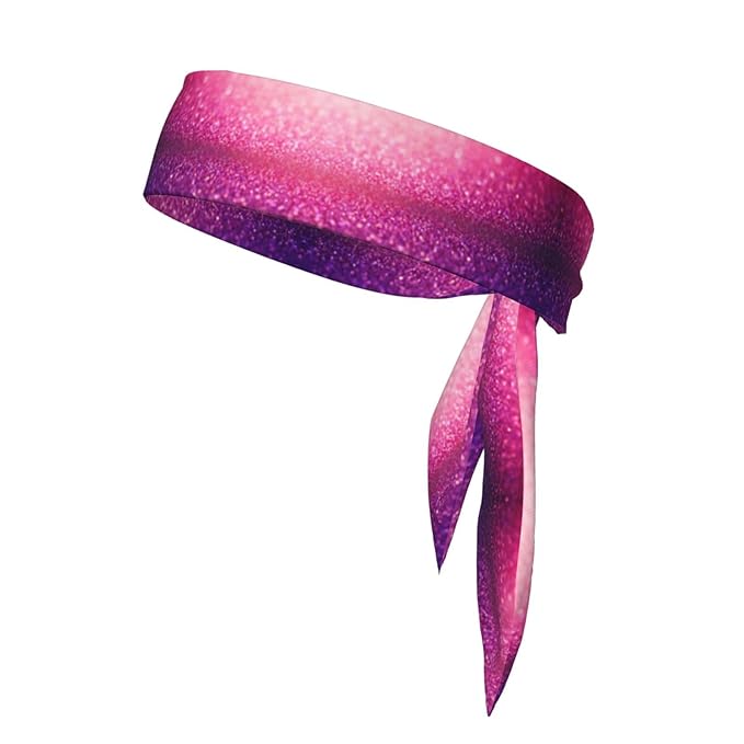 Men Women Beauty Skinny Sports Sweatbands Head Accessories for Running Fitness Shower, Long Multi Style Pink Glitter Pattern Head Ribbon Headwear
