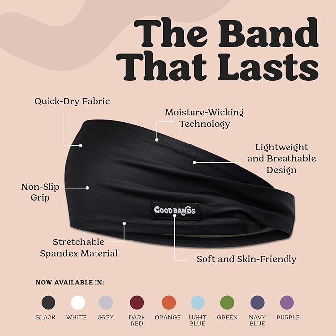 Sweatband for Men and Women - Unisex Non Slip Headband That Wicks Moisture and Eliminates Excess Sweat - Durable & Long-Lasting - Running, Sports, Gym