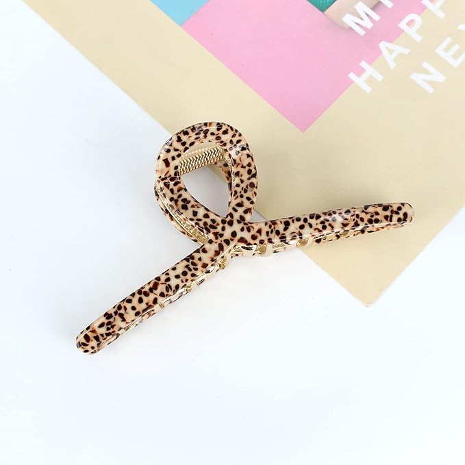Big Hair Claw Clip for Women Metal Butterfly Hairclip with Strong Hold 4.7' Large Hair Accessories for Long Thick Hair 1 Pcs Leopard