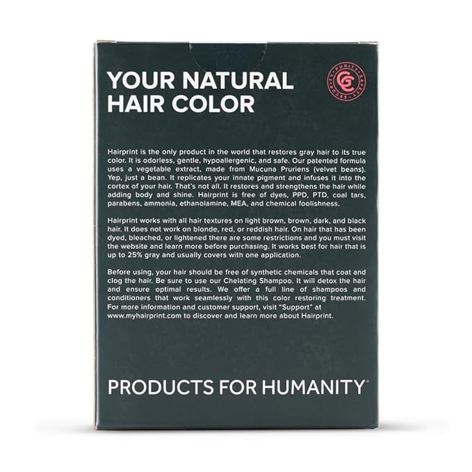 Hairprint True Color Restorer in Dark | Patented for Restoring Gray Hair | Replenishes Natural Pigment | Adds Body, Strength, & Texture | At-Home Treatment | Dye-Free & Non-Toxic