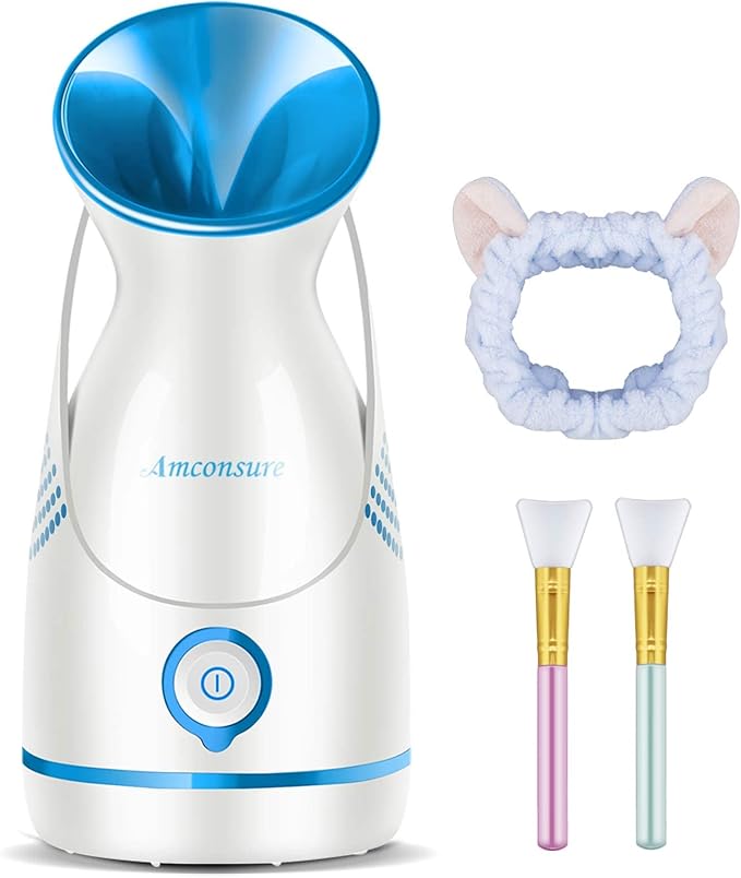 Amconsure Facial Steamer - Nano Ionic Face Steamer Warm Mist Steamer for Home Sauna SPA, Humidifier for Deep Cleaning Unclogs Pores Sinuses(Blue)