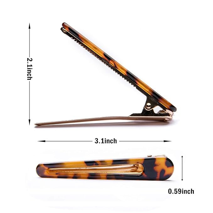 Cobahom 12 Pack 3.26 Inch Chic Tortoise Shell Barrettes, Alligator Hair Clips with Leopard Print for Styling Thin or Thick Hair