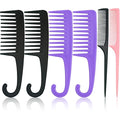 6PCS Large Wide Tooth Comb Rat Tail Comb Set, Shower Combs for Wet or Dry Hair, Premium Hair Brush Combs Detangle Curls, Detangler Comb for Detangling Wigs, Styling Curly Parting Kit for Men and Women