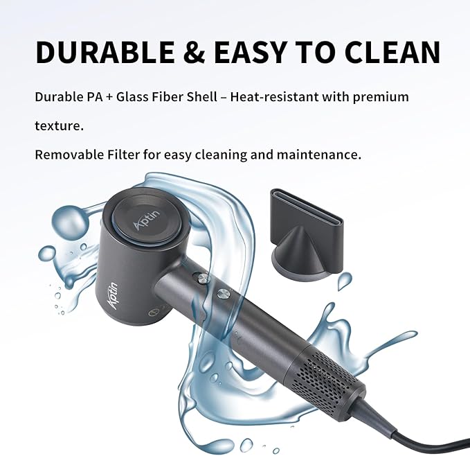 Ionic Hair Dryer 110K RPM 1250W Fast Drying, 200M Negative Ion Care, Dual Overheat Protection, Anti-Static Low Noise, 2 Heat & 2 Speed, Durable PA+Glass Fiber Shell, Lightweight, Magnetic Nozzle