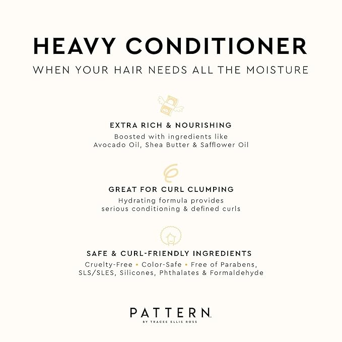PATTERN Beauty by Tracee Ellis Ross Heavy Conditioner, 3 Fl Oz, Great for Curlies, Coilies and Tight-Textures, 3a-4c