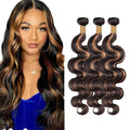30 32 34 Inch Highlight Brown Bundles Human Hair P1B30 Body Wave Bundles Unprocessed Peruvian Virgin Remy Hair Extensions Niegmeag 2 Tone Black and Brown Body Wave Bundle