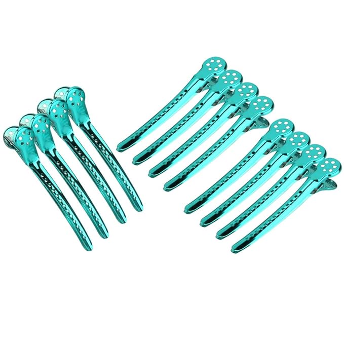 Hair Styling Clips, ANGGREK 12pcs/Box Hair Styling Clips Hairdressing Salon Sectioning Hairpins Duck Billed Hair Cutting Clips for Thick and Thin Hair Salon Styling 6 Colors(green)
