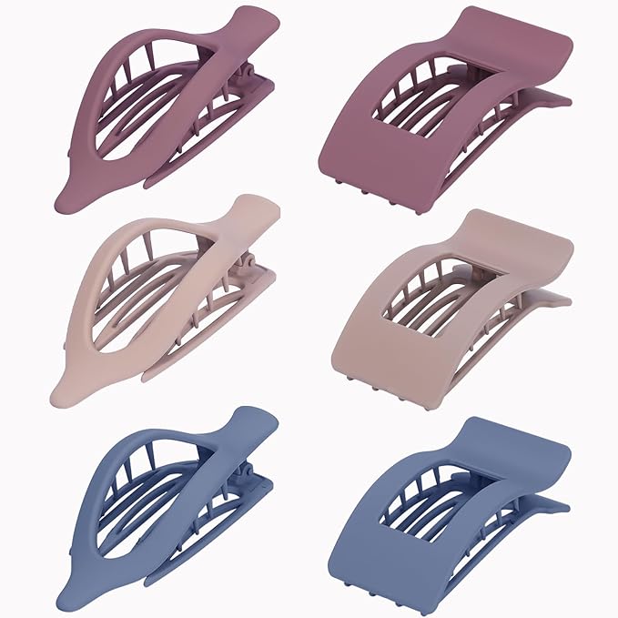 6 Pack Flat Hair Clips for Women Girls, French Flat Claw Clips for Think Hair Thin Hair with Strong Hold, Non-Slip, Matte Classic Barrettes for All Hair Styling