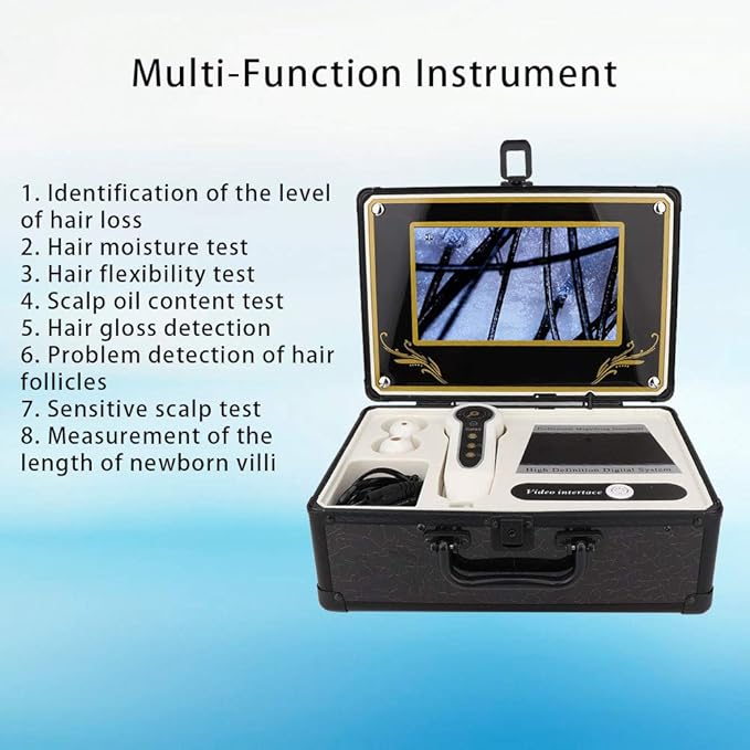 Skin Hair Scalp Detector, Skin Diagnosis Hair Analyzer 50X 200X Skin Hair Scalp Hair Follicle Detector Analyzers Microscope Skin Care Tool for Home Beauty Salon Spa