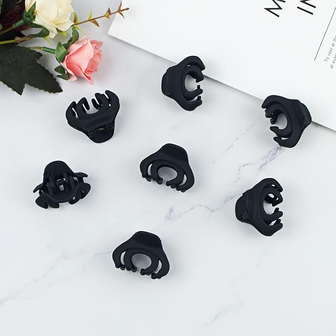 MAORULU Hair Clip, Tiny Octopus Hair Clip for Thin/Medium Thick Hair Women Girls Kids, 1.5 Inch Mini Hair Jaw Clips Matte, 10 Pack with Gift Box (Black)