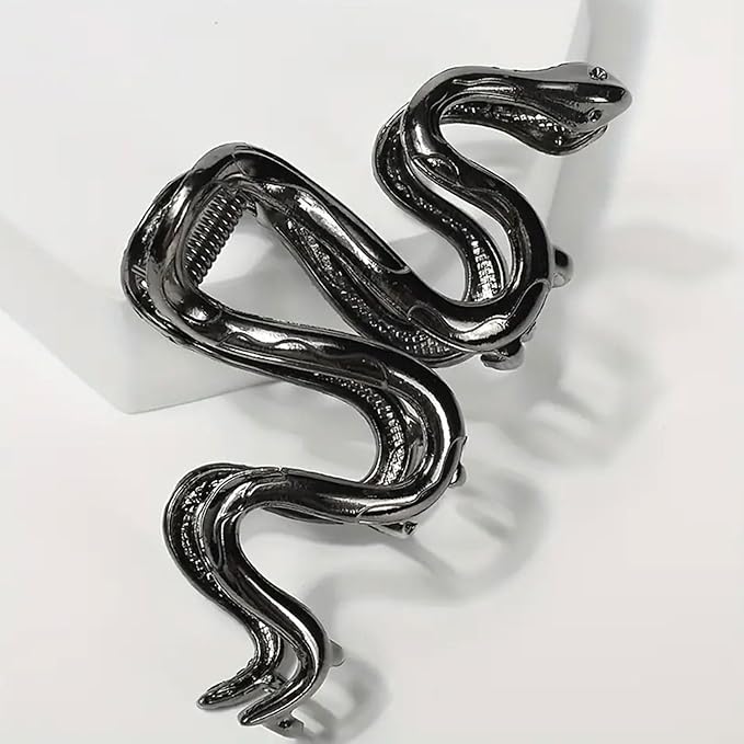 Black Snake Metal Hair Clip, 1Pcs 4.52Inch, Elegant Wavy Snake Design, Strong Hold Grip for Thin/Thick Hair, Daily Wear Women's Hair Accessory