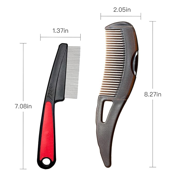 Dandruff Comb Wide Tooth, Stainless Steel Fine Tooth Lice/Psoriasis Scalp Detox Comb for Women, Men & Kids, Professional Portable Sweep/Massage/Clean Shower Brush Tool for Hair Care/Growth (Red)