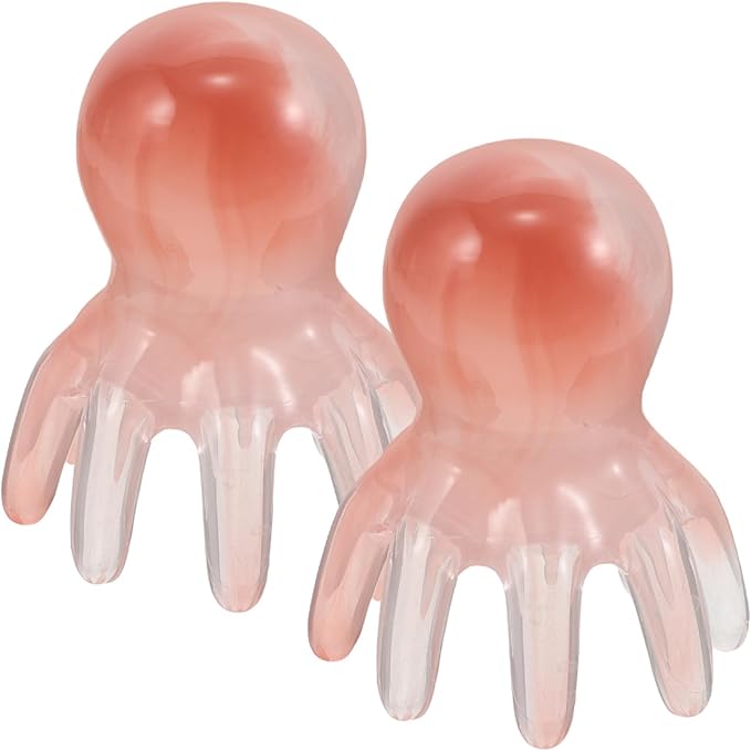 Octopus Claw Meridian Massager Comb 2Pcs Pink Resin Scalp Scraper Manual Hair Scalp Massager for Neck Back Relaxation and Acupressure Therapy