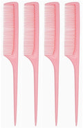 4 Pcs Rattail Combs for Women -Fine Tooth Styling Comb with Ergonomic Handle, Anti-Static Heat-Resistant Professional Hair Parting Tools for Smooth Detangling, Updos & Salon-Perfect Hairstyles.