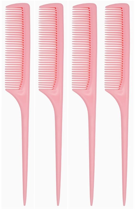 4 Pcs Rattail Combs for Women -Fine Tooth Styling Comb with Ergonomic Handle, Anti-Static Heat-Resistant Professional Hair Parting Tools for Smooth Detangling, Updos & Salon-Perfect Hairstyles.