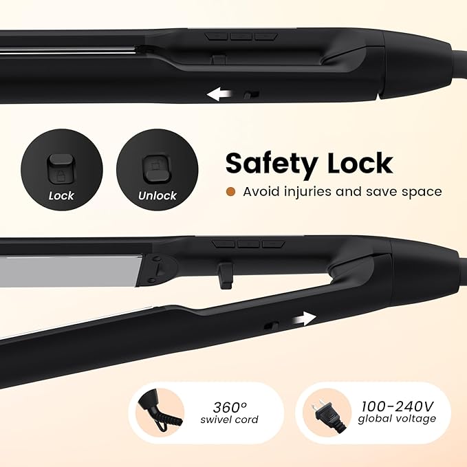 PRITECH Flat Iron Hair Straightener and Curler 2 in 1, Titanium Flat Iron with Negative Ions, Adjustable Temp(248℉-450℉) and Automatic Shut Off (Black)