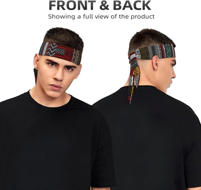 Sports Tie Headband Bandana Running Athletic Sweat Band Elastic Adjustable Sport Head Tie for Men Women Head Ties Ninja Tie Headbands Tennis Sweatbands Soccer Basketball Teams Running Head Band
