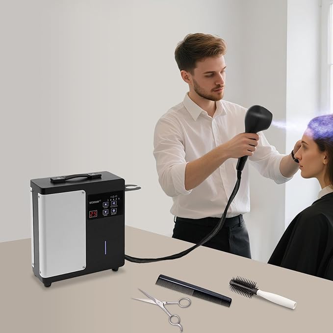 Nano Hair Steamer, Negative Ions Blue Light Hair Steamer Machine, 1250W Standing Hair Color Processor SPA Steamer | 16.91oz Kettle | Adjustable Time | 27.56-98.43in Spray Distance | Black