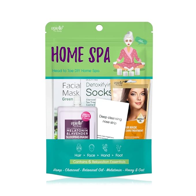Epielle Home Spa Kit, 6 Relaxation Essentials, Repairing, Soothing, Nourishing & Detoxifying for Radiant Skin, At-Home Spa Kit, Self Care Gifts for Women, Korean Skin Care Set