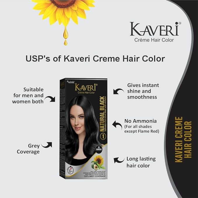 Creme Hair Color Permanent Hair Dye Color - With Improved Creme Formula for Gray Coverage Ammonia Free Hair Color Dye for Rich Bright Long lasting (Black, 3.04 Fl Oz) - Pack Of 2