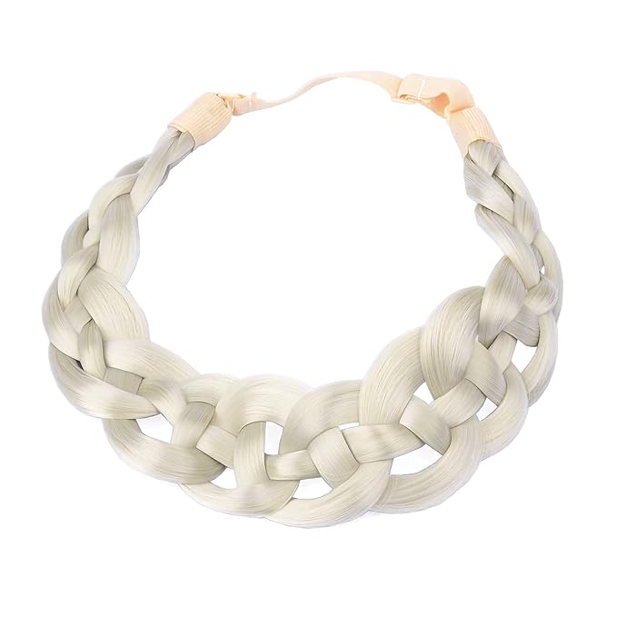 DIGUAN Hollow out Synthetic Hair Braided Headband Hairpiece Women Girl Beauty accessory for Women (Light Ash Blonde)