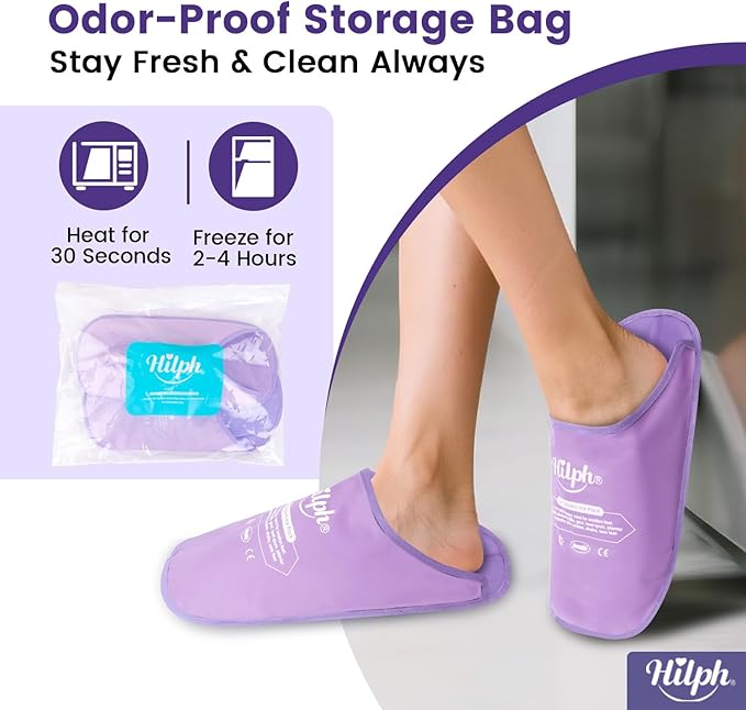 Hilph Foot Ice Pack Slippers for Plantar Fasciitis 2 Packs, Reusable Hot Cold Packs Gel Ice Slipper for Foot and Broken Toes, Gout, Foot Surgery, Neuropathy, Diabetic, Swollen, Purple