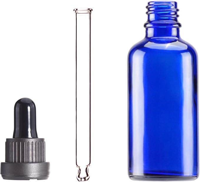 YIZHAO Blue Glass Dropper Bottle 2oz, Tincture Bottles with Glass Dropper, for Essential Oils, Aromatherapy, Cosmetic, Laboratory, Pharmacy, Liquids, Travel –12 Pcs