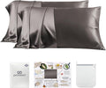 PROMEED 100% Silk Pillowcase 2 Pack, Zipper Closure, 23 Momme 3rd Gen Grade 6A+ Mulberry Silk Pillow Case Set of 2, Real Silk Pillow Cases for Hair and Skin (King 20"x36", Grey)