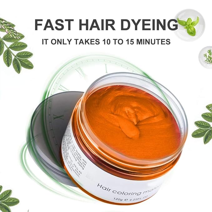 Temporary Hair Color Wax Dye,Hair Spray Color, Natural Hair Wax Color, Kids Temporay Hair Wax Dye Ash for Halloween Cosplay,Party,Masquerade (Orange, 120g)