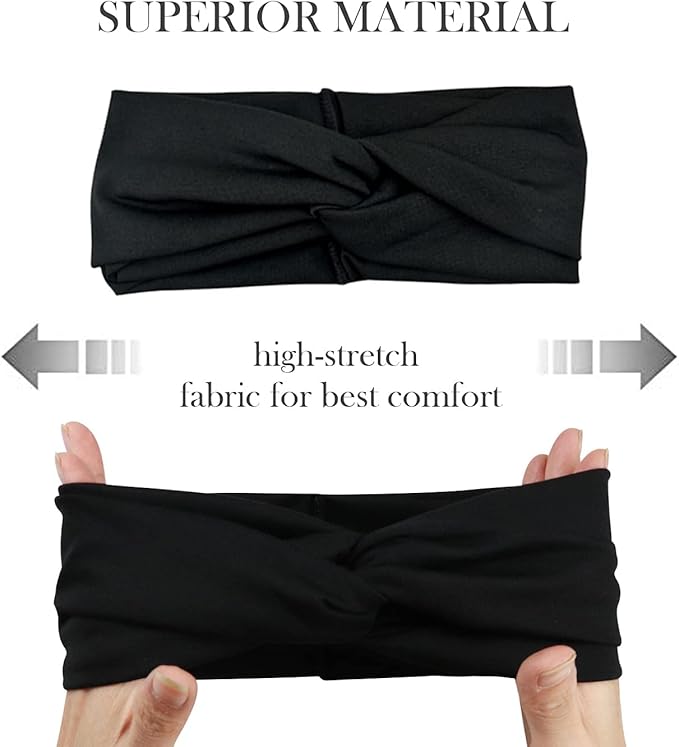 DRESHOW 8 Pack Headbands for Women Yoga Knotted Headbands Elastic Criss Cross Hair Accessories Sports Head Wrap Non Slip