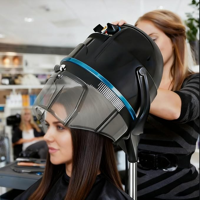 Black,A,Adjustable Hooded Floor Hair Bonnet Dryer, Machine Standing Steamer W/Wheels for Salon Home Sp Professional Hair Salon Equipment