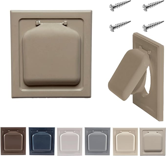 NO-PEST VENT, Exclusive Dual Door Dryer Vent Cover Outdoor 4 inch or Bathroom fan, Made in USA w Highest UV Resistant Plastic in any Outdoor Vent Cover (Woodstock Brown, 4 inch With 12" Duct Tube)