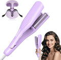 Crimper Hair Tool, Hair Crimper for Women, Beach Waves Curling Wand with Negative Ions, Adjustable Temp, Anti-Scald Design, Auto Shut-Off, Dual Voltage, 1.42 Inch (Purple)