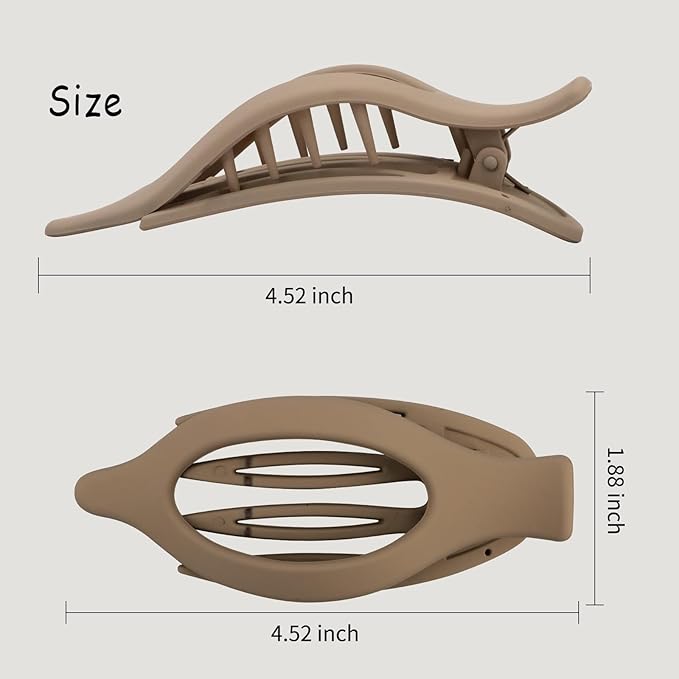 Sunporx Flat Hair Clips for Womens Non-slip Hold Hair Barrettes Curved Flat Clips Duck Billed Barrettes for Thick and Thin Hair French Matte 4 PCS