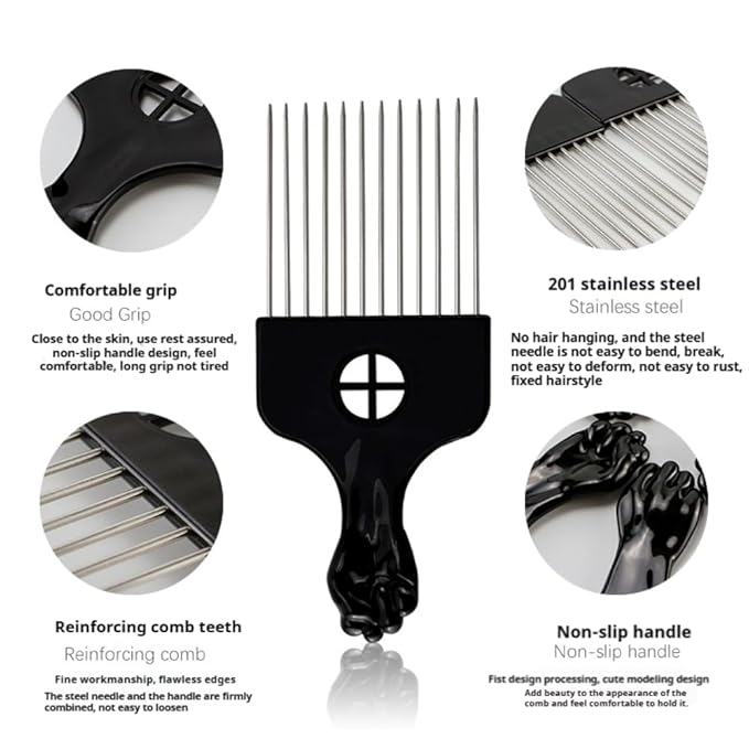 Upgraded Hair Twist Comb Hair Sponge Brush and Metal Afro Hair Pick Comb Set for Black Men Women Curls, 2 In 1 Afro Hair Coil Pick Combs Curl Brush (2 Pcs)