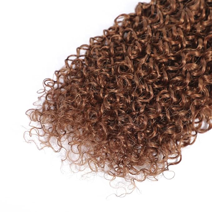 Color #30 Human Hair Bundles Light Brown Water Wave Bundle 24 26 28 Inch Niegmeag Brazilian Virgin Soft and Silky Remy Hair Extensions Color #30 Wet and Wavy Bundle
