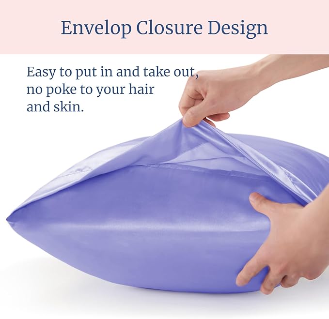 BEDELITE Satin Pillowcase for Hair and Skin, Super Soft Similar to Silk Pillow Cases 4 Pack with Envelope Closure, Cooling Pillowcases for Women Men (20"x40" King Size, Lilac)