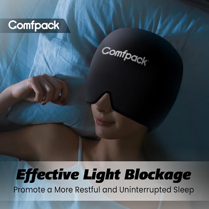 Migraine Relief Cap, FSA Eligible, Full Head Cold Compress Soft Stretchy Headache Relief Cap for Tension, Sinus, Stress Relief, Hangover Ice Hat, Puffy Eyes, Gifts for Migraine Sufferers