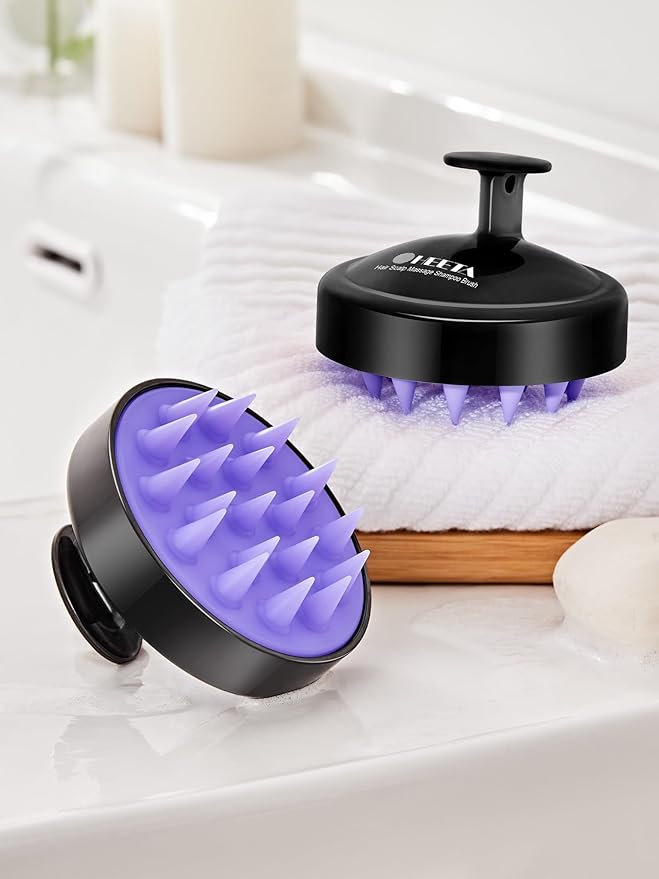 HEETA Scalp Massager Hair Growth 2-Pack, Soft Silicone Scalp Scrubber Shampoo Brush for Exfoliation Dandruff Removal Head Massage Stress Relax, Wet & Dry Use for Women Men Thick Thin Curly Hair Care