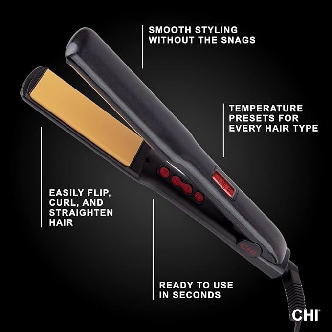 CHI G2 Digital Flat Iron, Straightening Hairstyling Iron For Smooth, Silky Hair, Titanium Infused Ceramic 1" Plates