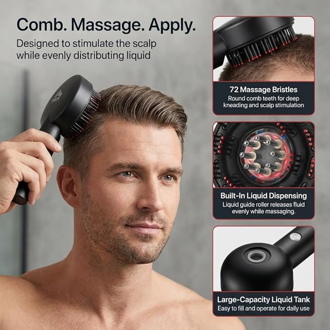 RBX Electric Scalp Massager for Hair Growth – Head Massager for Scalp Stress Relief with Oil Applicator, Dual Infrared Therapy & 3 Modes for Relaxation and Circulation